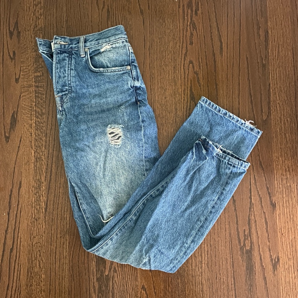 Free People Blue Straight Leg Jeans